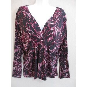 Chico's Top Size XL / 16 (3) Abstract Print V-Neckline